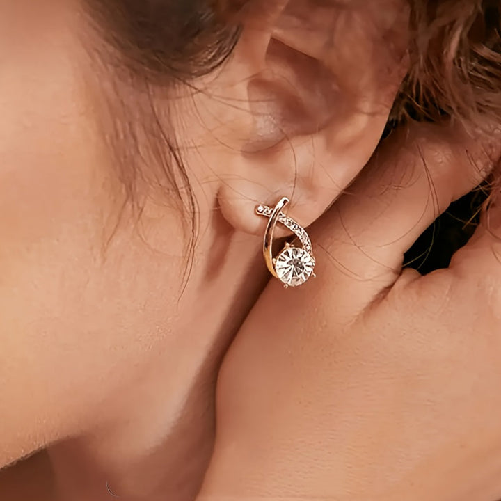 Dahlia | Earrings with gold cross and zirconia