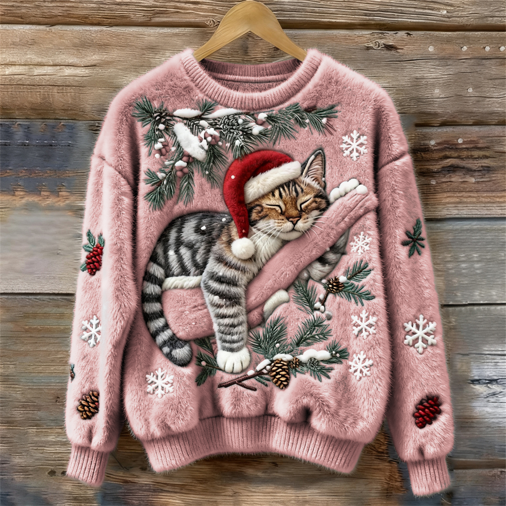 Tessa lazy cat knit jumper in Pink — Jarah Melbourne