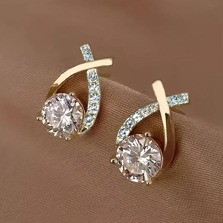 Dahlia | Earrings with gold cross and zirconia