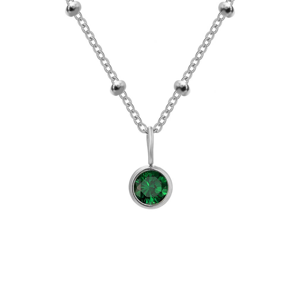 Beaded Chain Birthstone Pendant