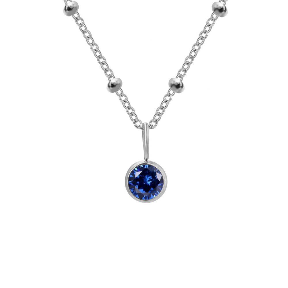 Beaded Chain Birthstone Pendant