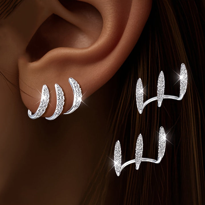 Nora | Elegant Earrings with Three Claws of Rhinestones