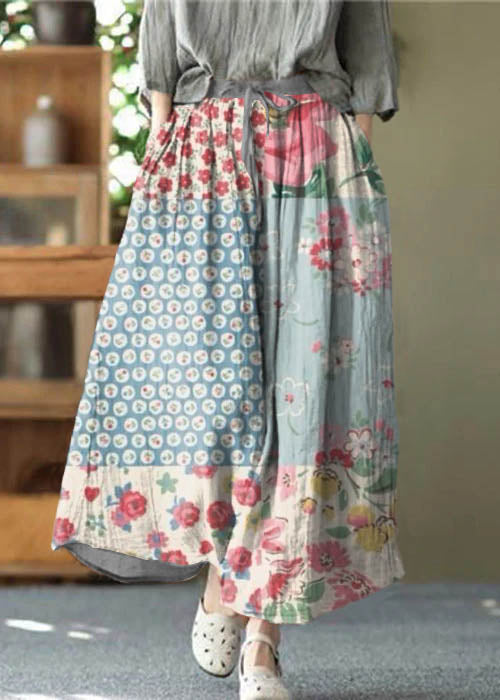 Pink Tie-Waist Crinkle Linen Skirt