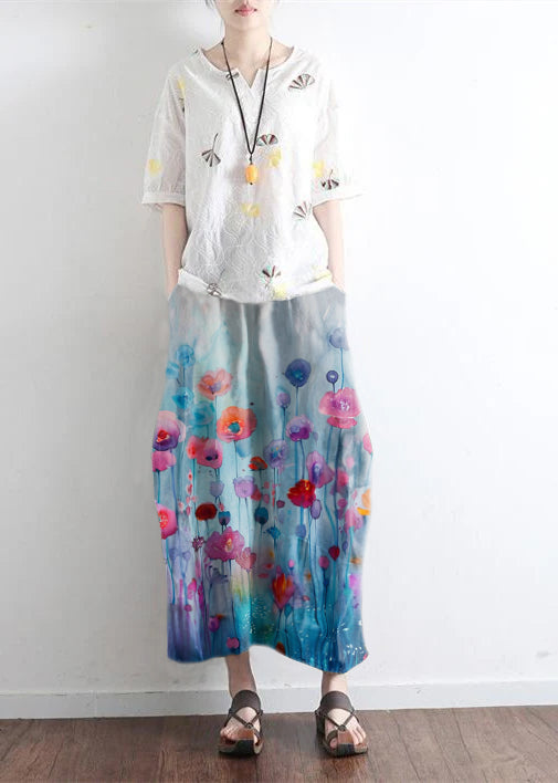Tea Green Linen Maxi Skirt