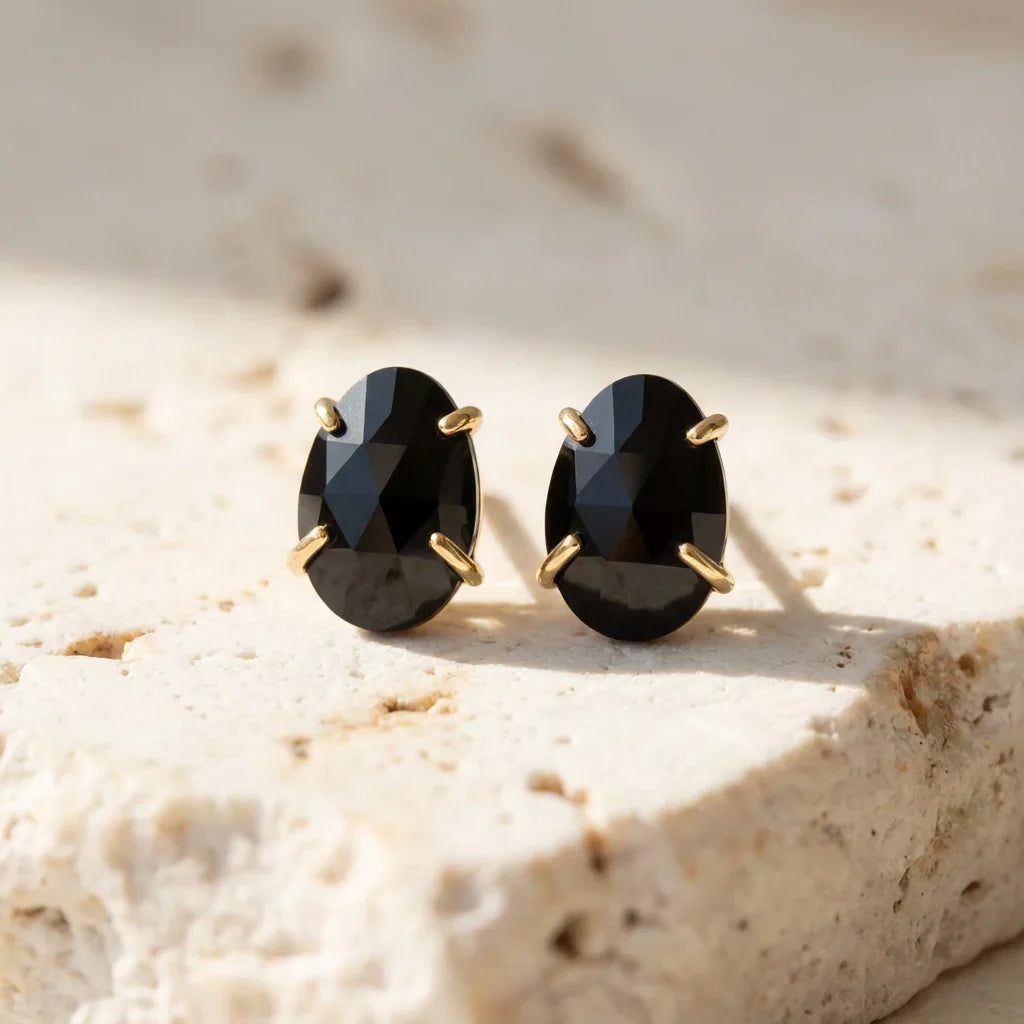 Iris | Powerful Black Onyx Stud Earrings