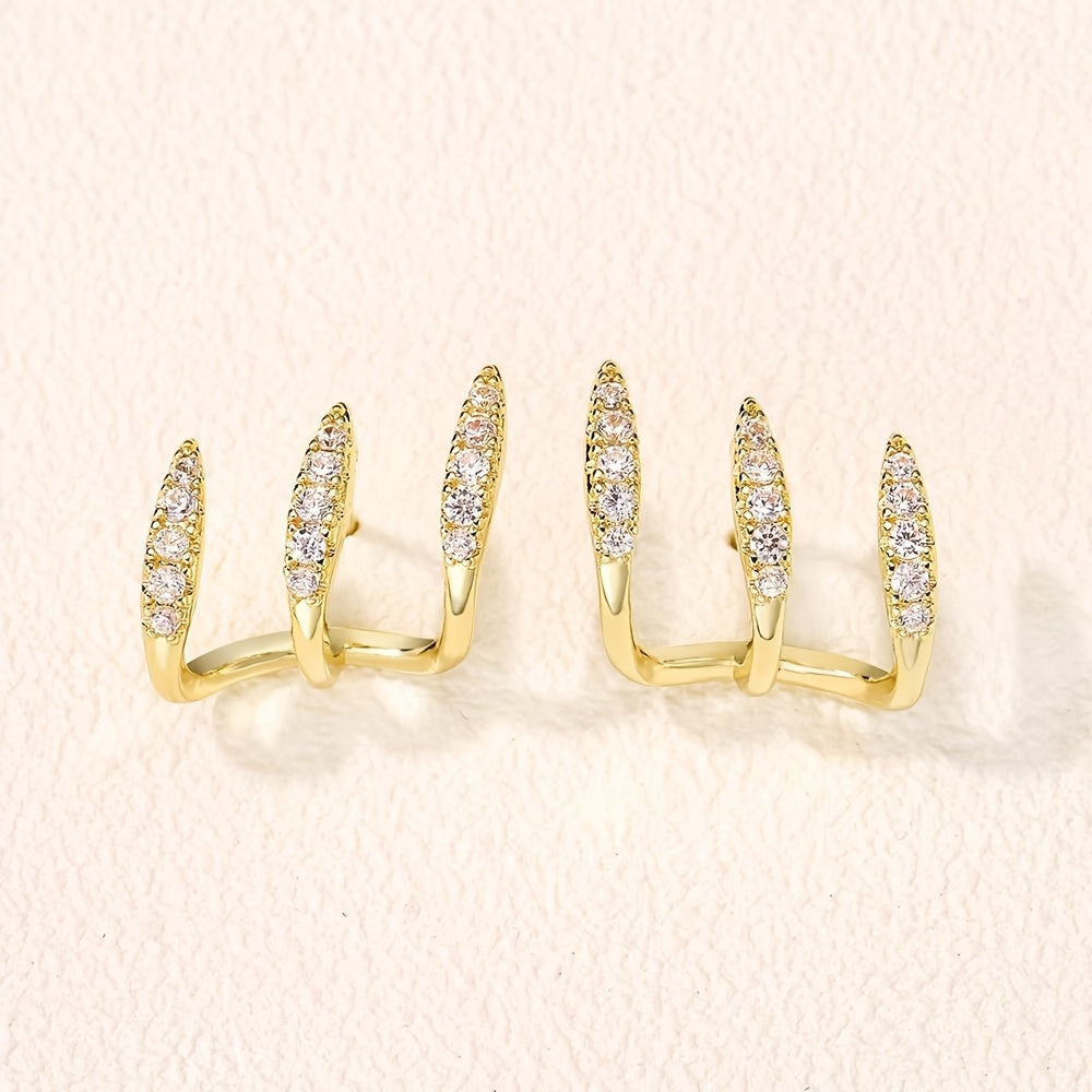 Nora | Elegant Earrings with Three Claws of Rhinestones