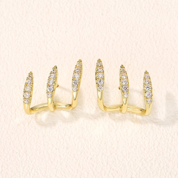 Nora | Elegant Earrings with Three Claws of Rhinestones