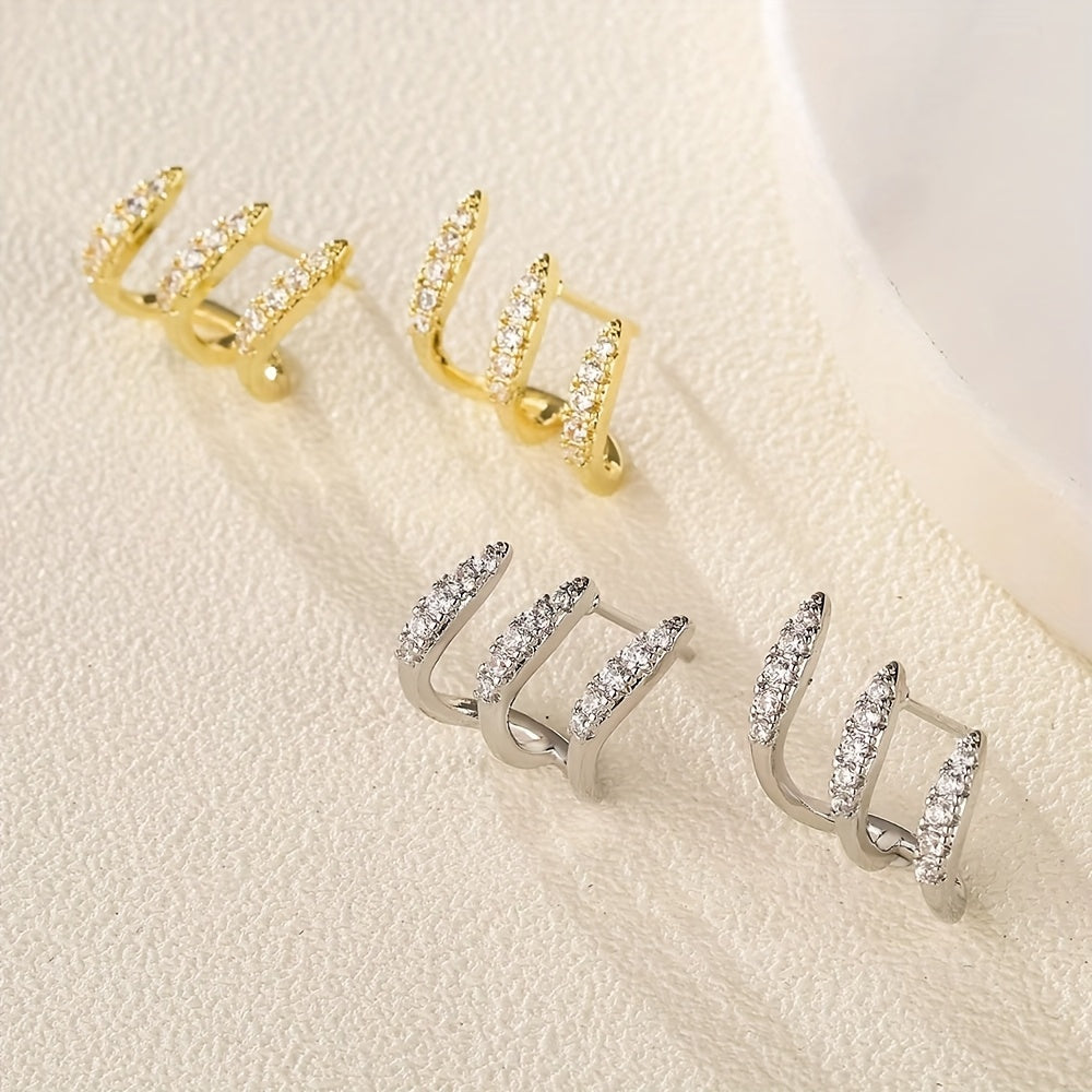 Nora | Elegant Earrings with Three Claws of Rhinestones