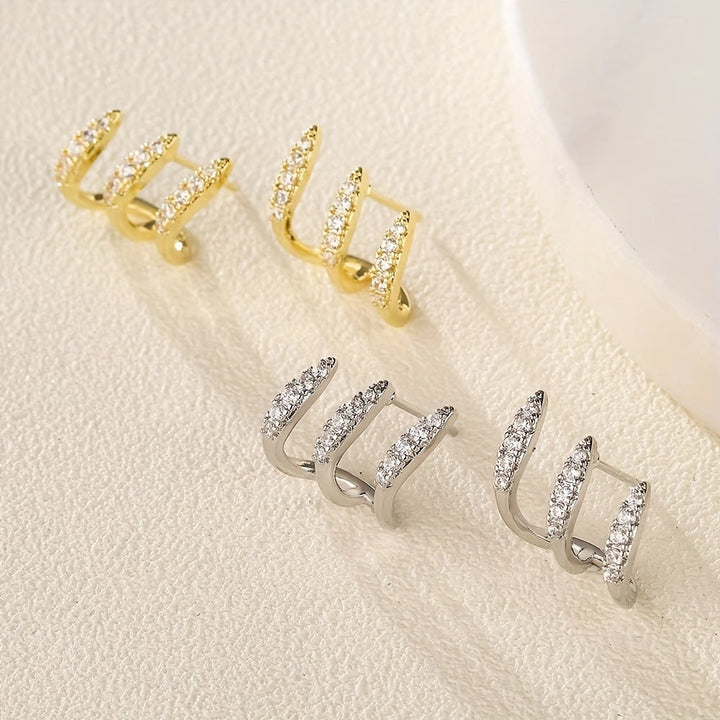 Nora | Elegant Earrings with Three Claws of Rhinestones