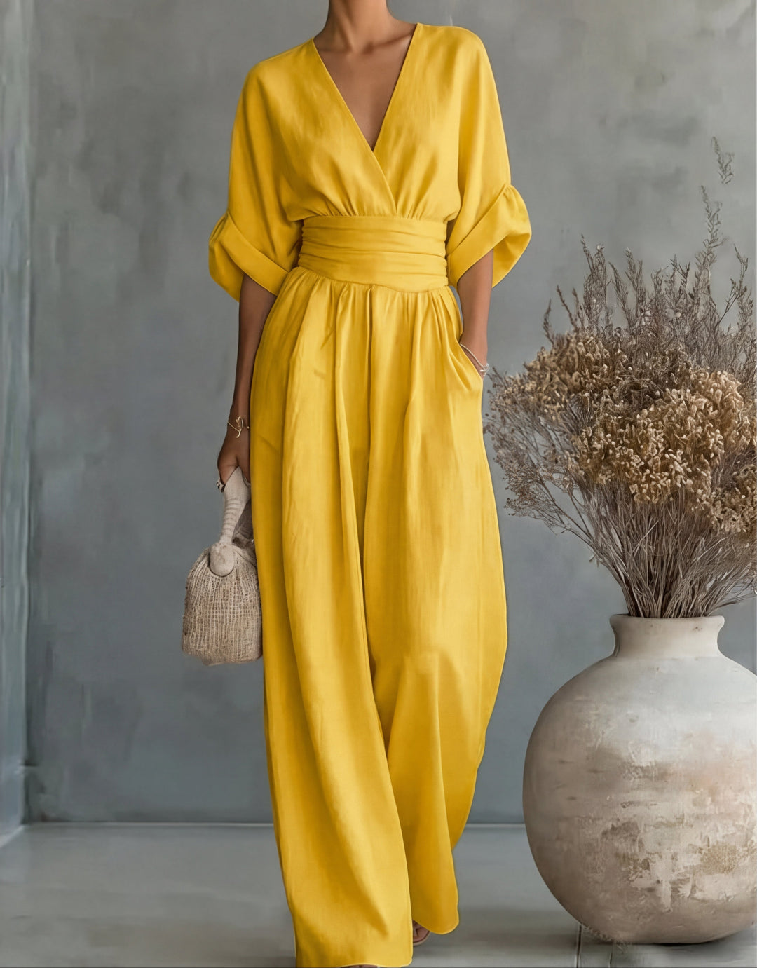 Daniela | V-Neck Wide Leg Jumpsuit