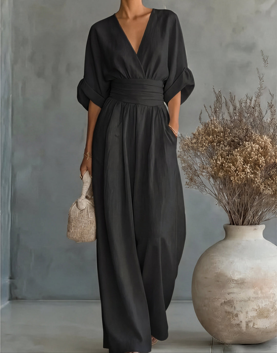 Daniela V-Neck Wide Leg Jumpsuit