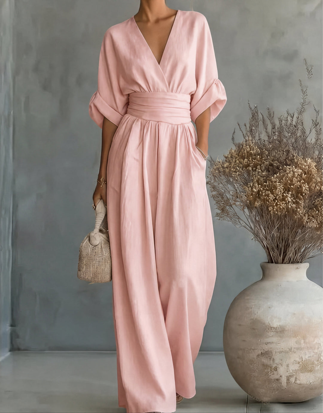 Daniela | V-Neck Wide Leg Jumpsuit