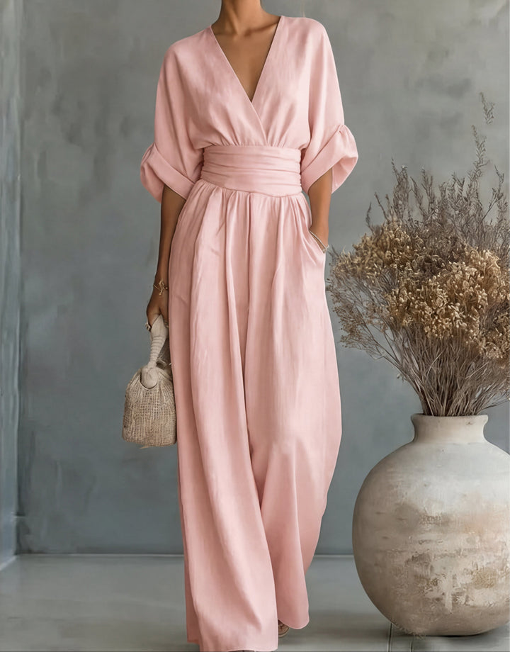 Daniela V-Neck Wide Leg Jumpsuit
