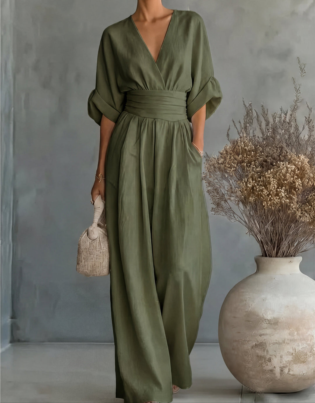 Daniela V-Neck Wide Leg Jumpsuit