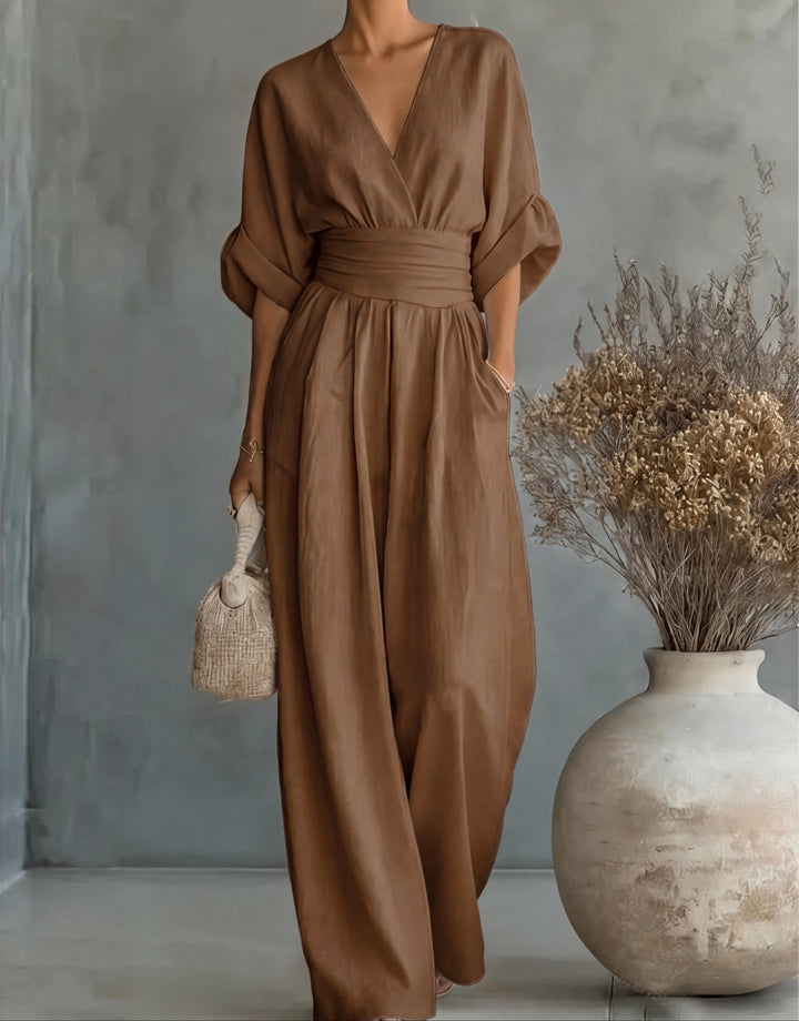 Daniela V-Neck Wide Leg Jumpsuit