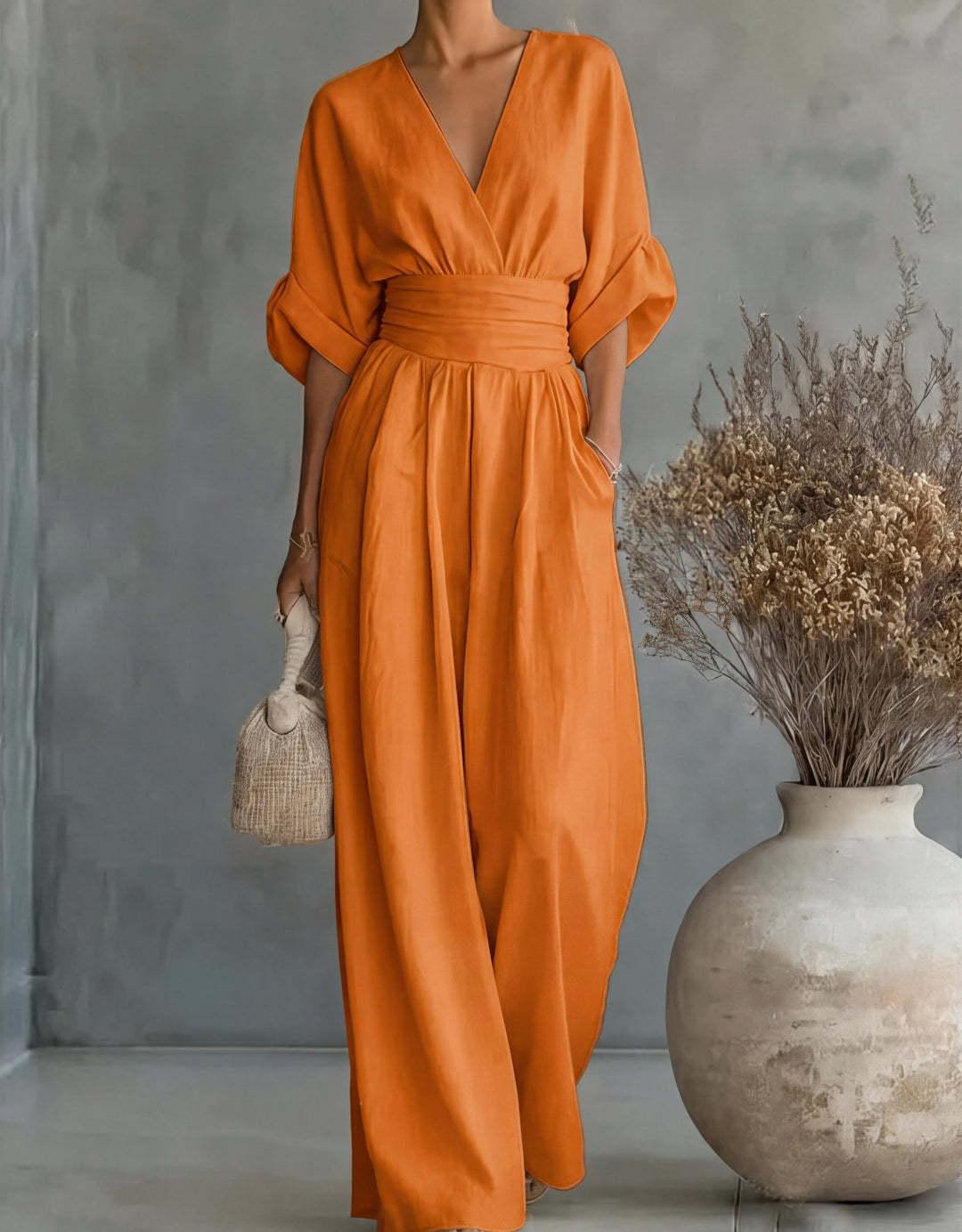 Daniela | V-Neck Wide Leg Jumpsuit