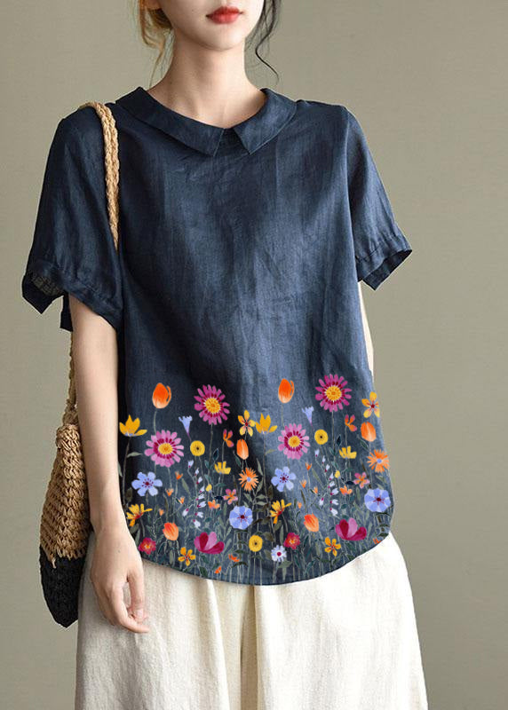 Pink Peter Pan Collar Linen Blouse
