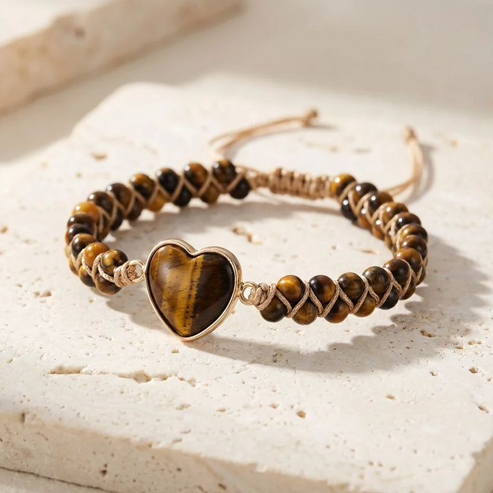 Mia | Woven Tiger's Eye Heart Bracelet