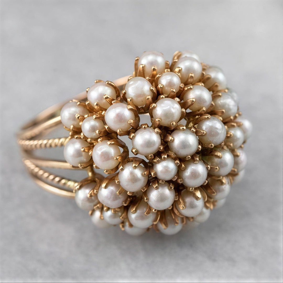 Clementine | Classic Inlay Pearl Gold Ring