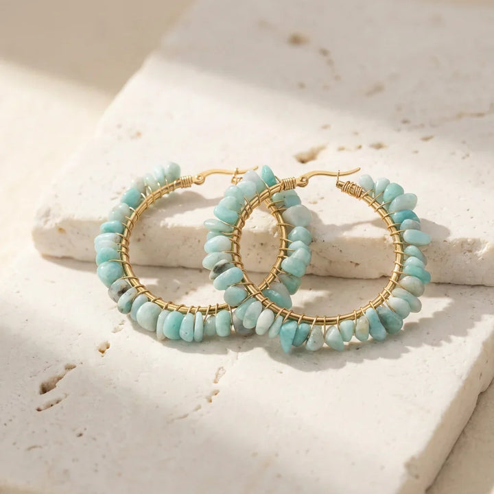 Juniper | Balancing Amazonite Hoop Earrings