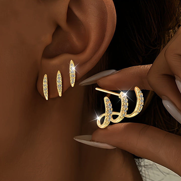 Nora | Elegant Earrings with Three Claws of Rhinestones