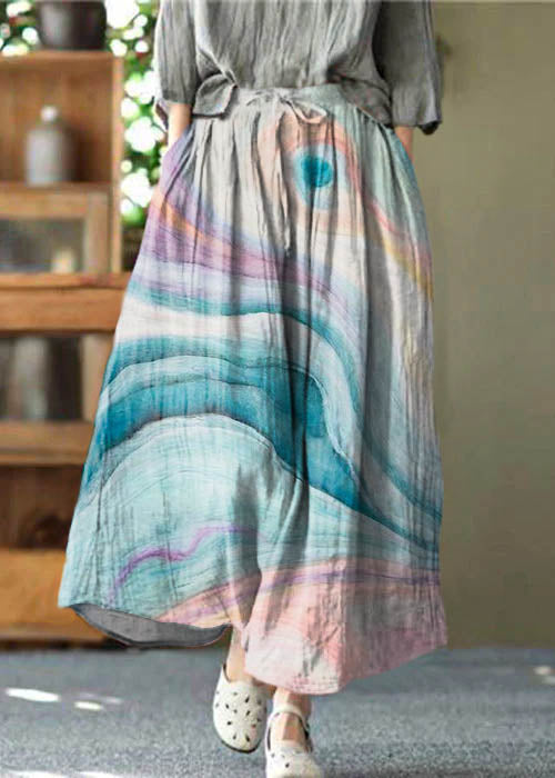 Pink Tie-Waist Crinkle Linen Skirt