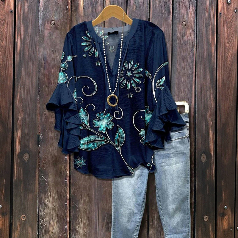 Indigo | Vintage Blouse with Floral Print