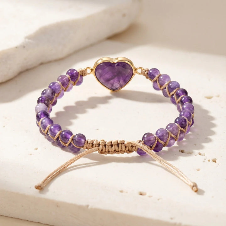 Wren | Woven Amethyst Heart Bracelet