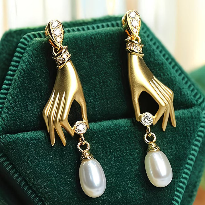 Verity | Elegant Hand Pearl Earrings