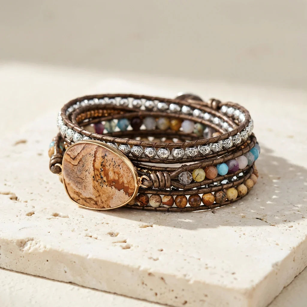 Willow | Vegan Jasper Shield Bracelet