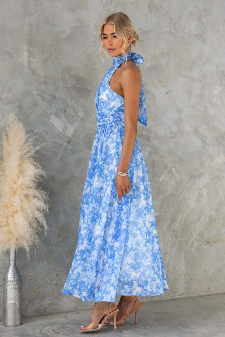 Esther Halter Neck Watercolor Dress