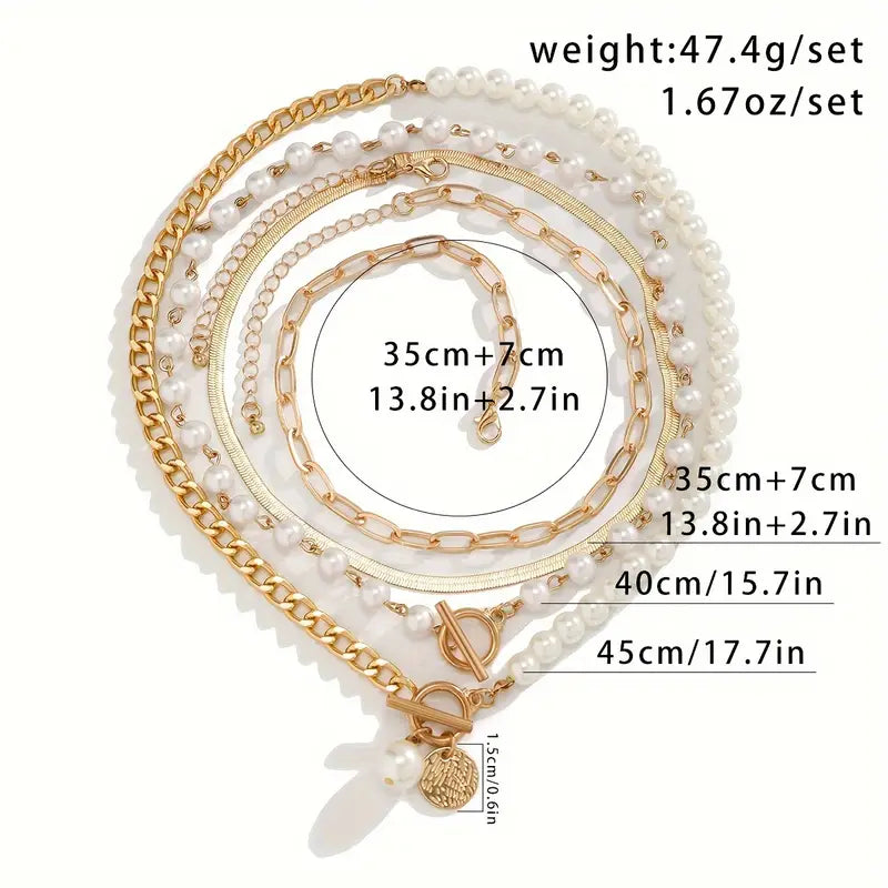 Lucinda | Modern Pearl Layering Necklace Set
