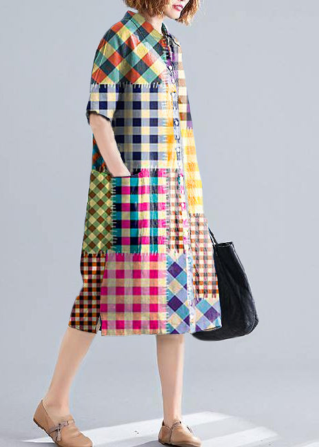 Navy Quilted Cotton Lapel Pocket Dress