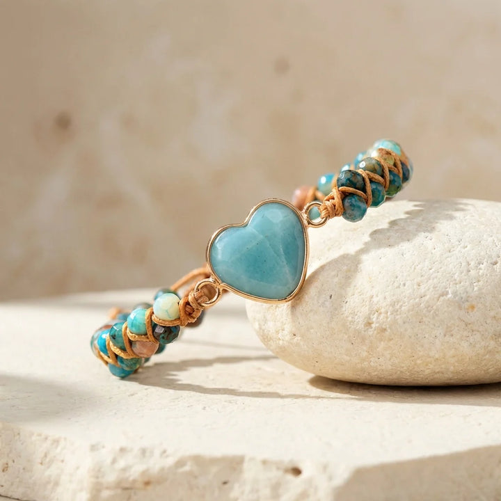 Bella | Woven Amazonite Heart Bracelet
