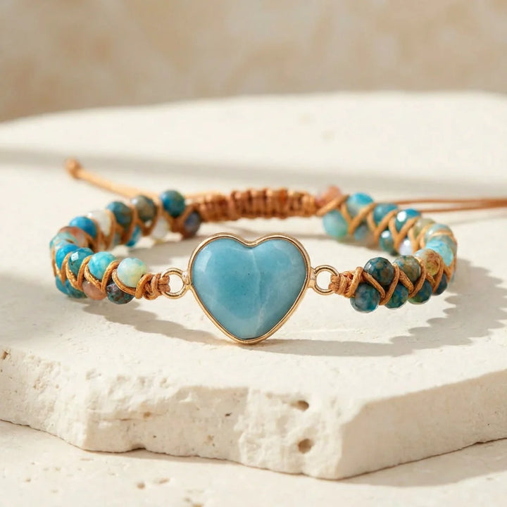 Bella | Woven Amazonite Heart Bracelet