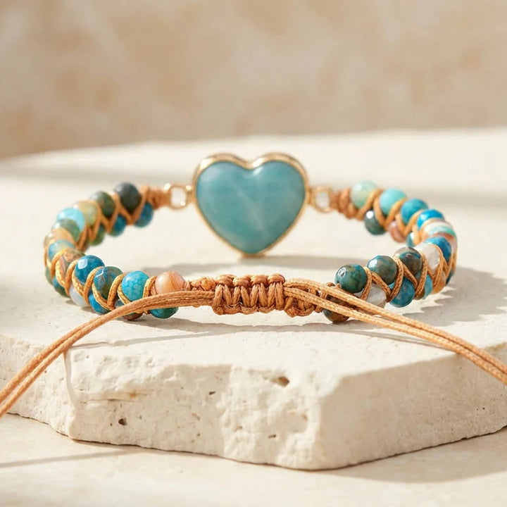 Bella | Woven Amazonite Heart Bracelet