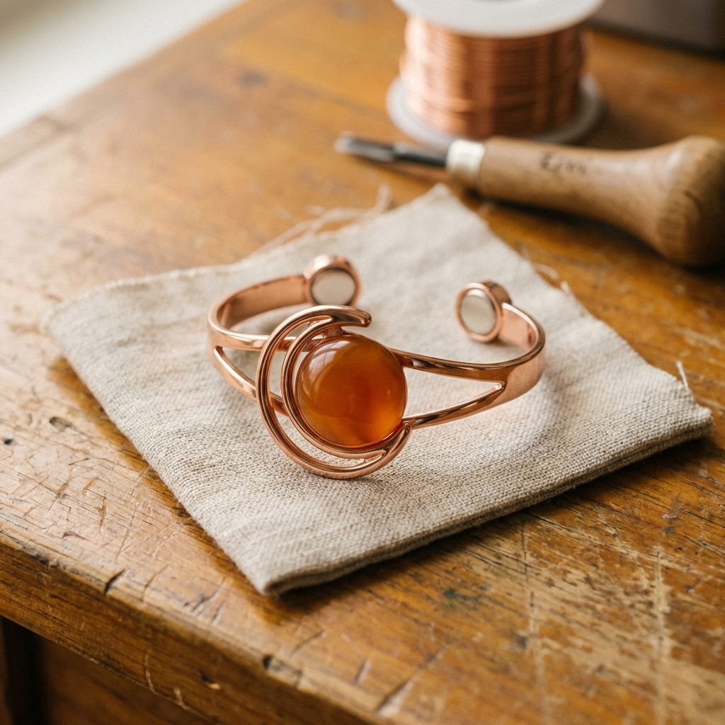 Sphere Orange | Artisan Copper Bracelet