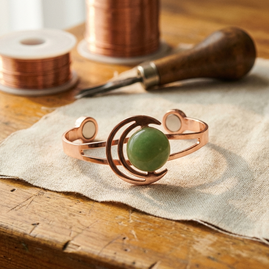 Sphere Green | Artisan Copper Bracelet