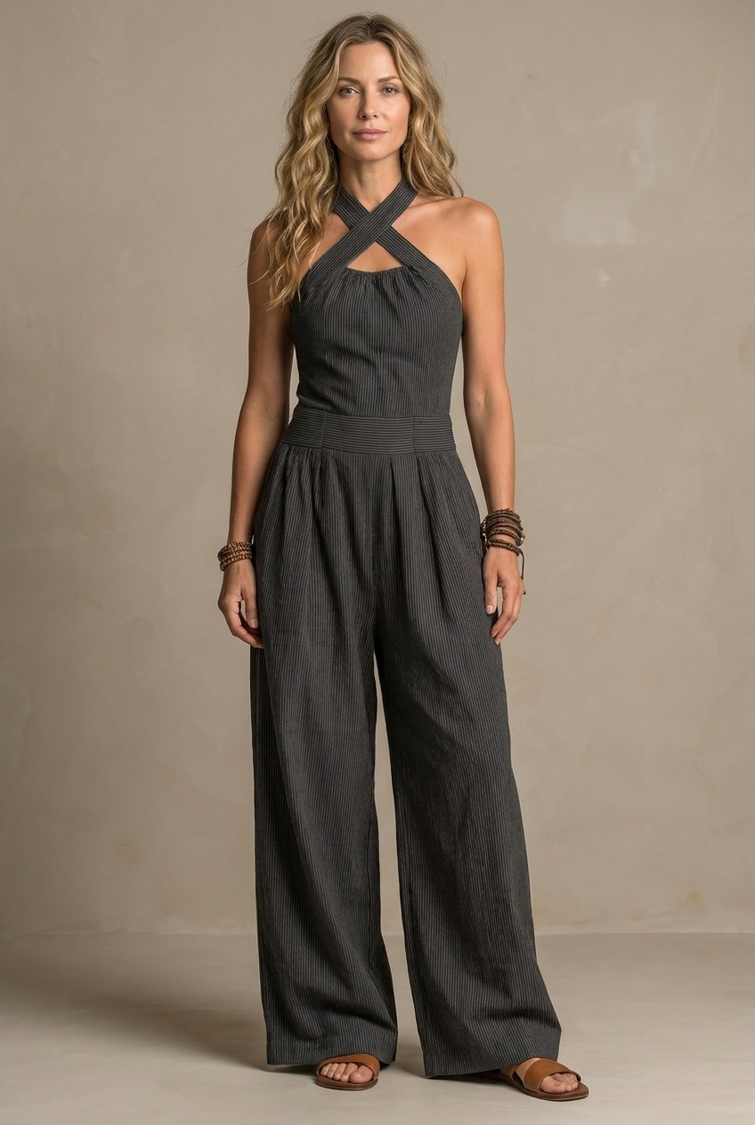 Ariana Elegant Cross-Neck Jumpsuit