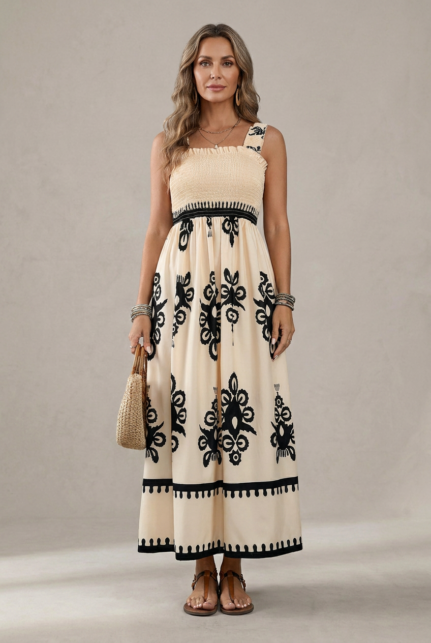 Martina Artistic Print Maxi Dress