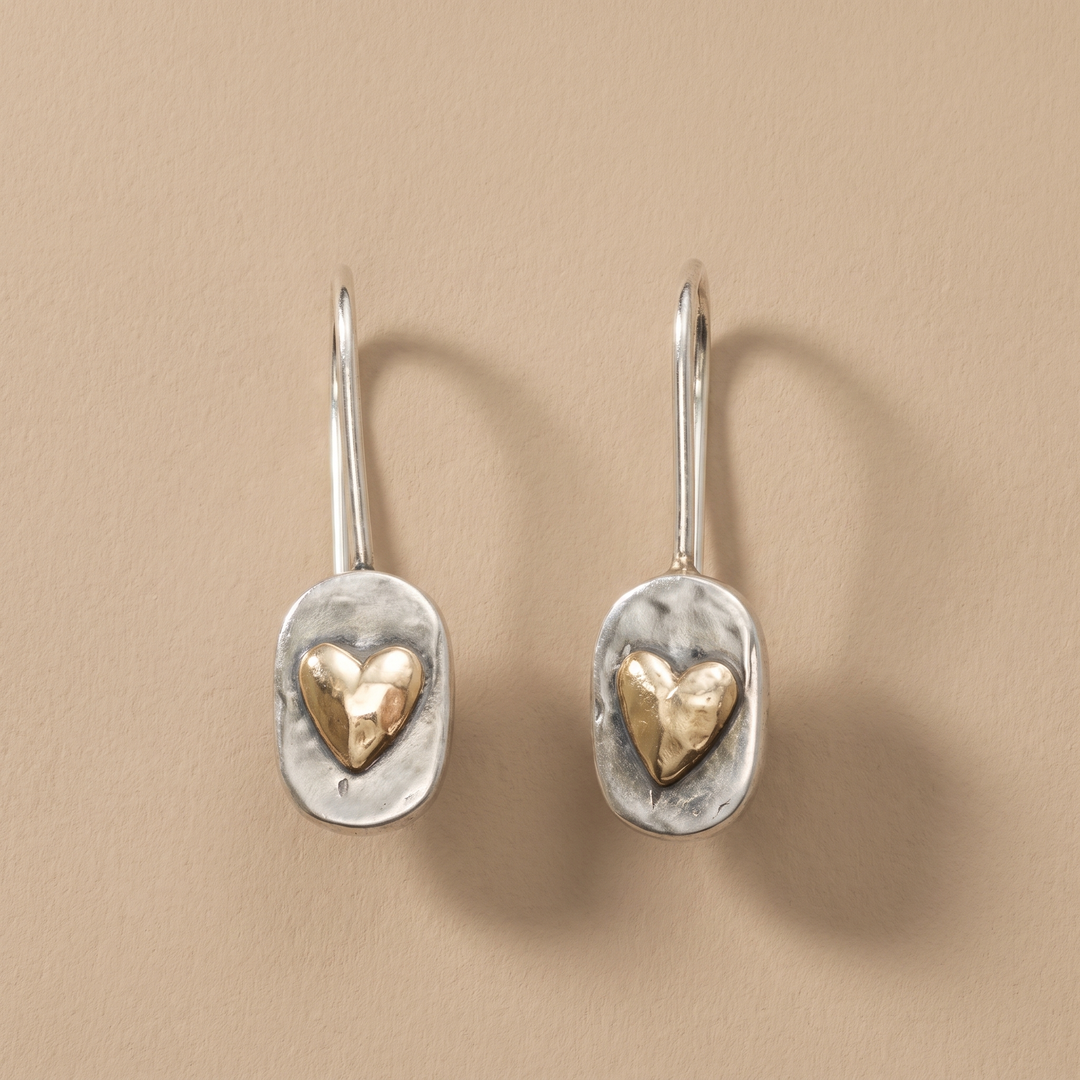 Hazel | Vintage Gold Inlaid Heart Earrings