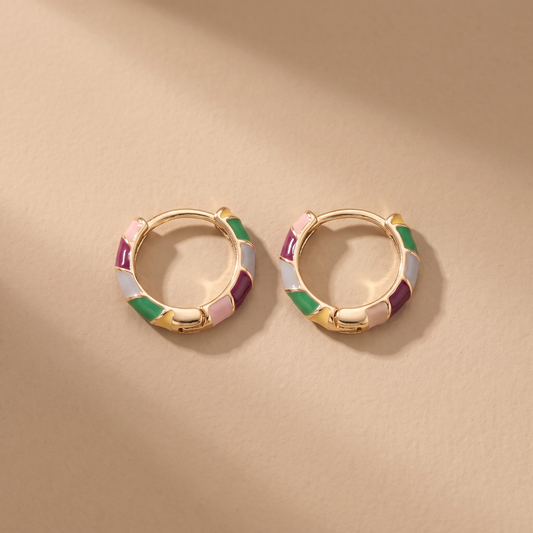 Dahlia | Chic Golden Enamel Earrings