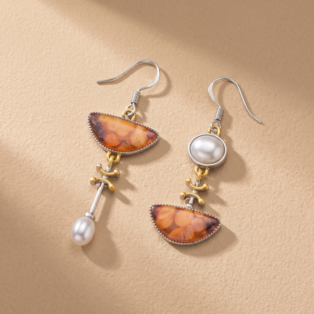 Skye | Natural Orange Stone Earrings