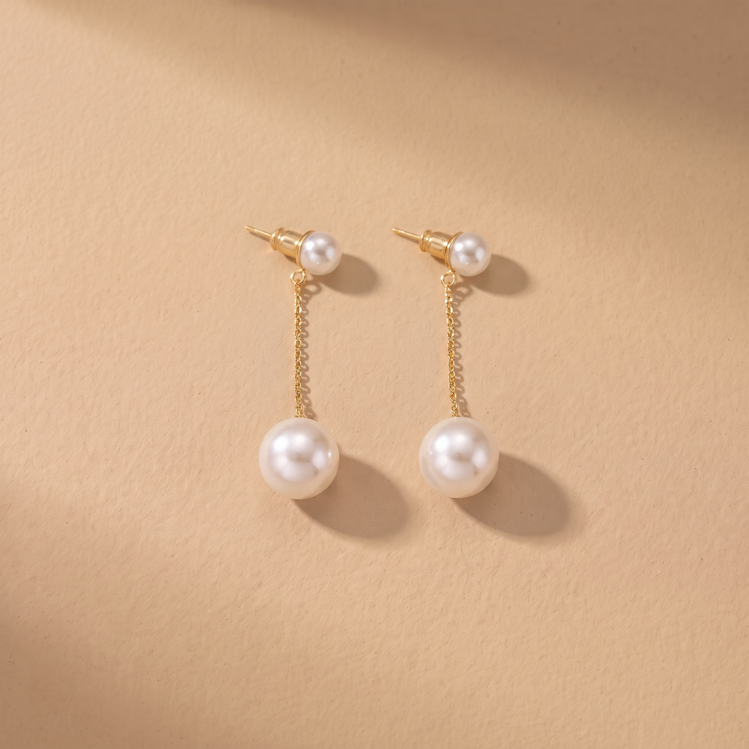 Sage | Elegant Pearl Drop Gold Earrings
