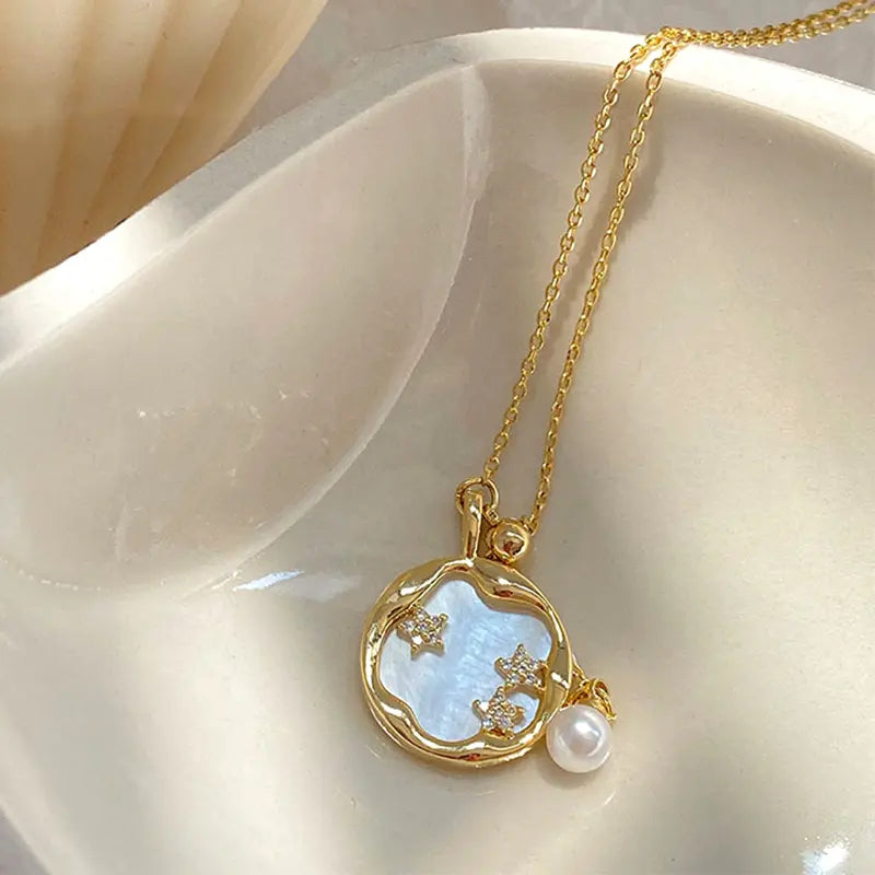 Luna | Moonstone Pearl Gold Collar