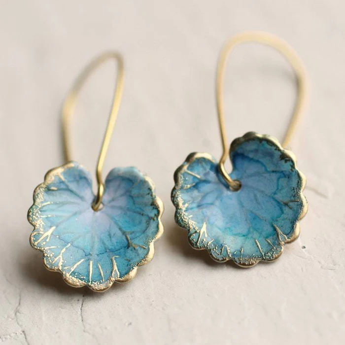 Meadow | Vintage Blue Leaf Earrings