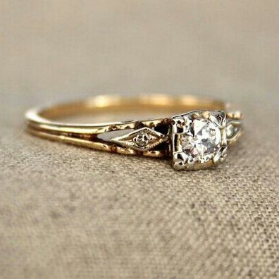 Skye | Vintage Fine Gold Ring with Zircons