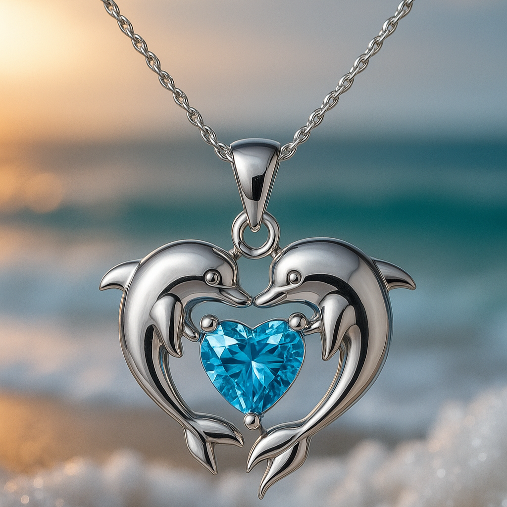 Freya | Timeless silver necklace with double dolphin and opal
