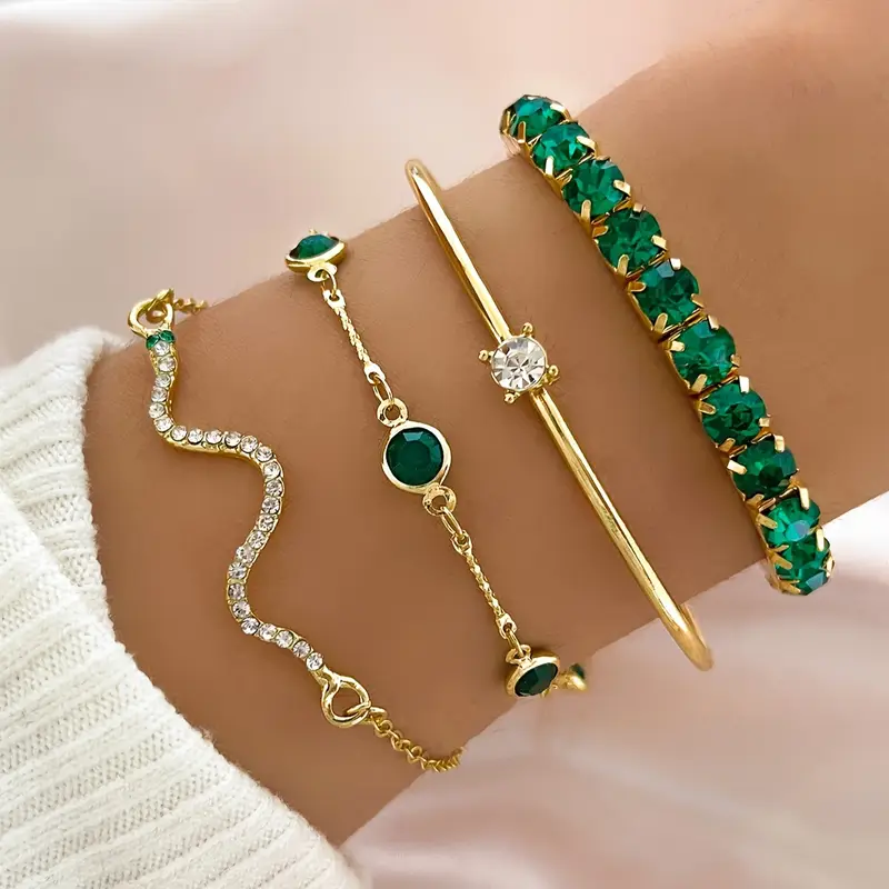 Emerald | Vintage Green Zirconia Bracelet Set