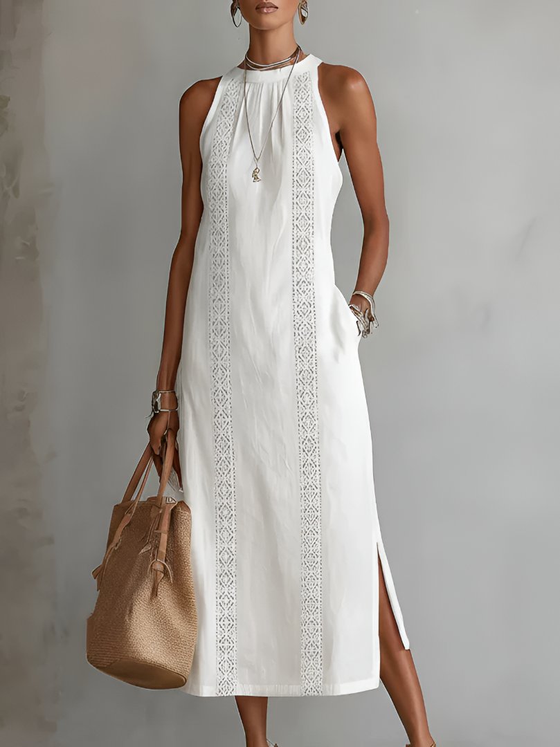 Aurevelle | Lightweight Midi Dress with Embroidery